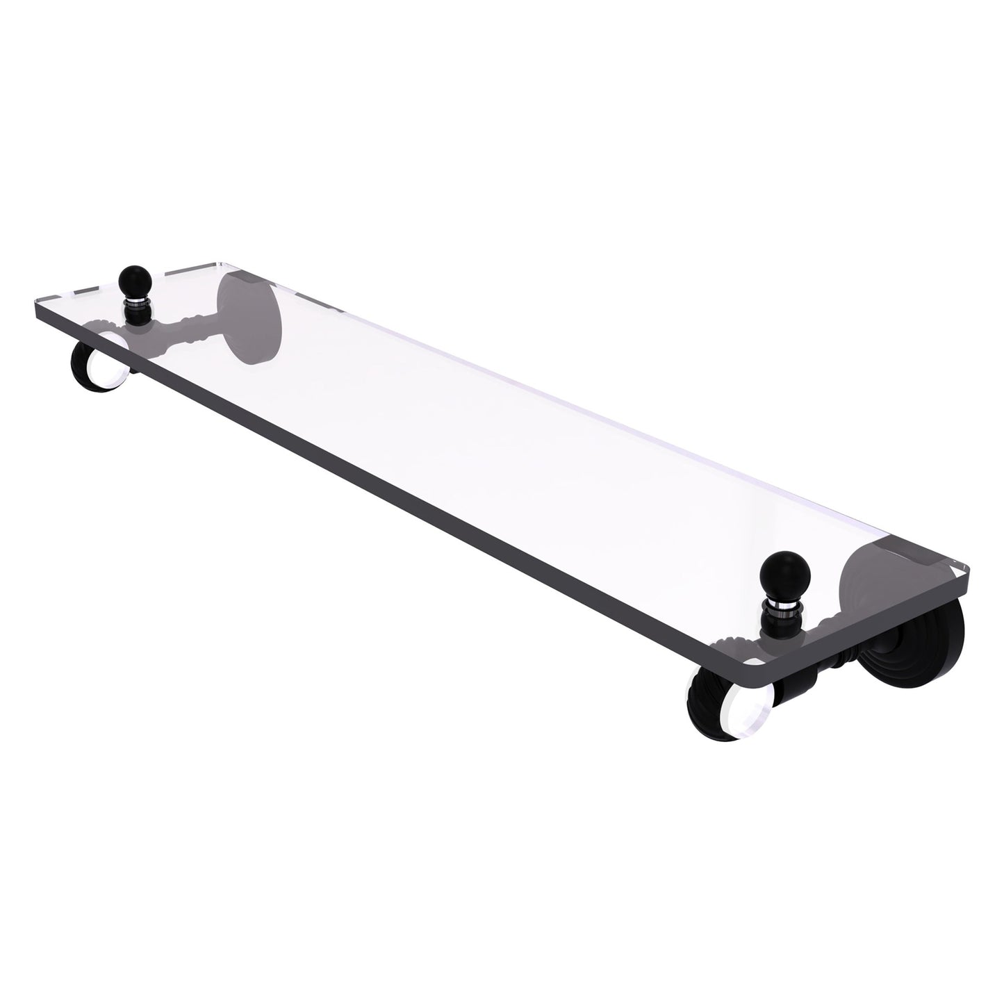 Allied Brass Pacific Grove 22" x 5.1" Matte Black Solid Brass Glass Shelf With Twisted Accents