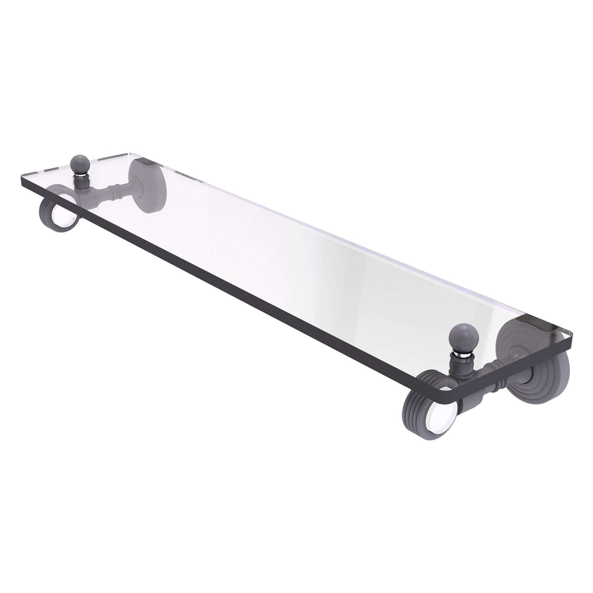 Allied Brass Pacific Grove 22" x 5.1" Matte Gray Solid Brass Glass Shelf With Grooved Accents