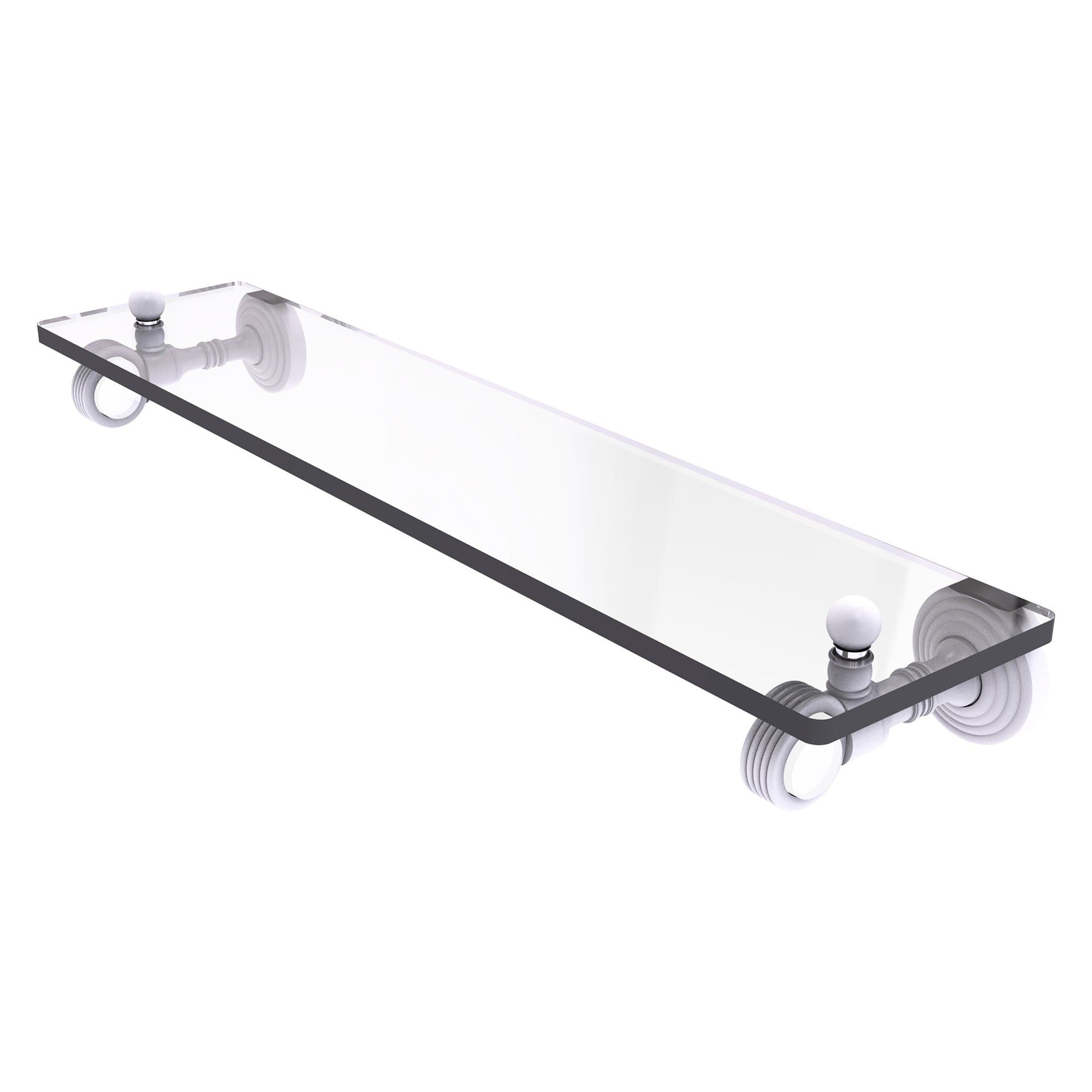 Allied Brass Pacific Grove 22" x 5.1" Matte White Solid Brass Glass Shelf With Grooved Accents