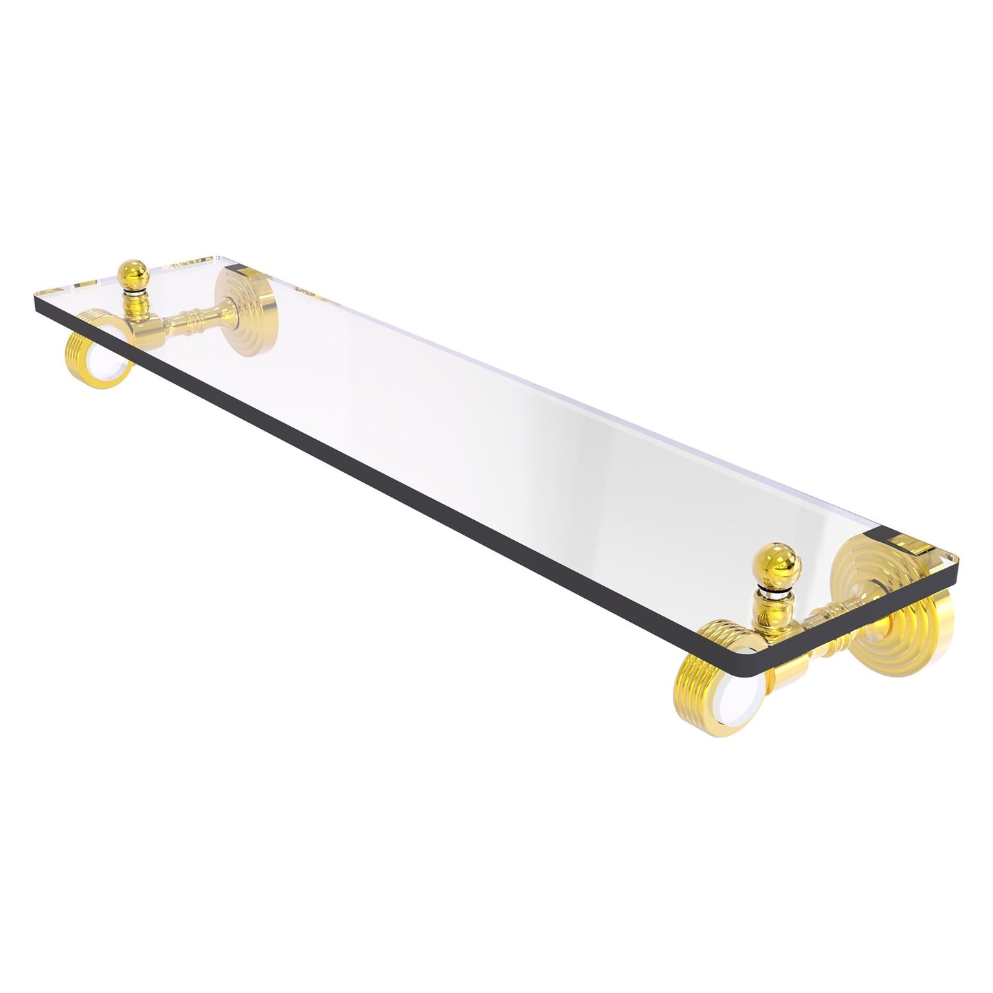 Allied Brass Pacific Grove 22" x 5.1" Polished Brass Solid Brass Glass Shelf With Grooved Accents
