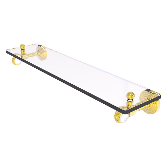 Allied Brass Pacific Grove 22" x 5.1" Polished Brass Solid Brass Glass Shelf With Twisted Accents