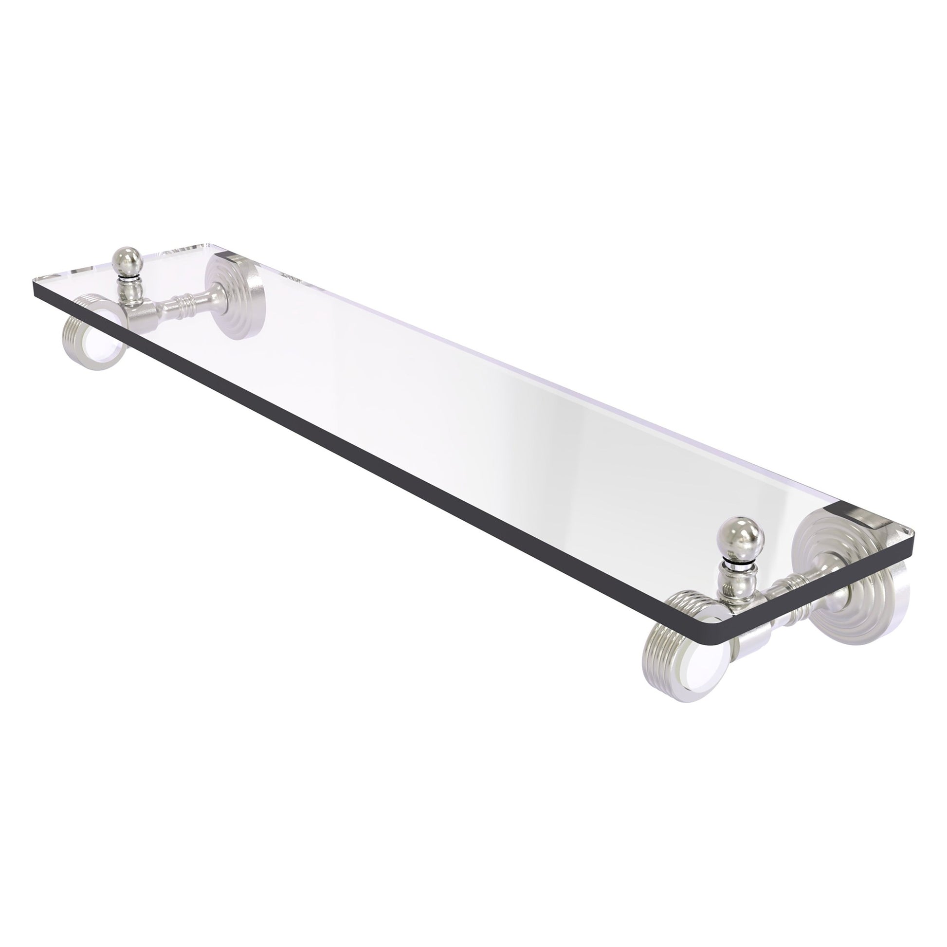 Allied Brass Pacific Grove 22" x 5.1" Satin Nickel Solid Brass Glass Shelf With Grooved Accents