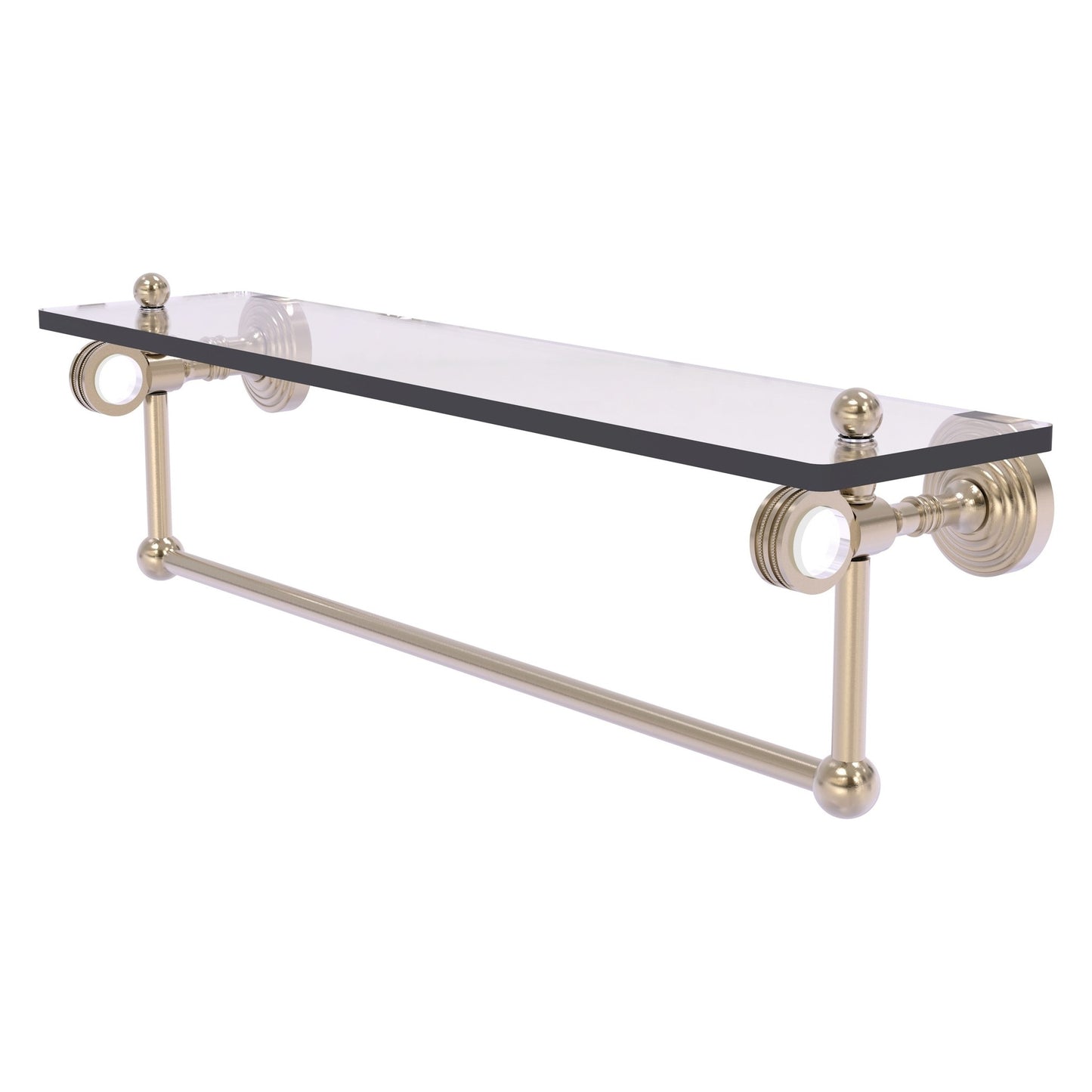 Allied Brass Pacific Grove 22" x 5.125" Antique Pewter Solid Brass Glass Shelf With Towel Bar and Dotted Accents
