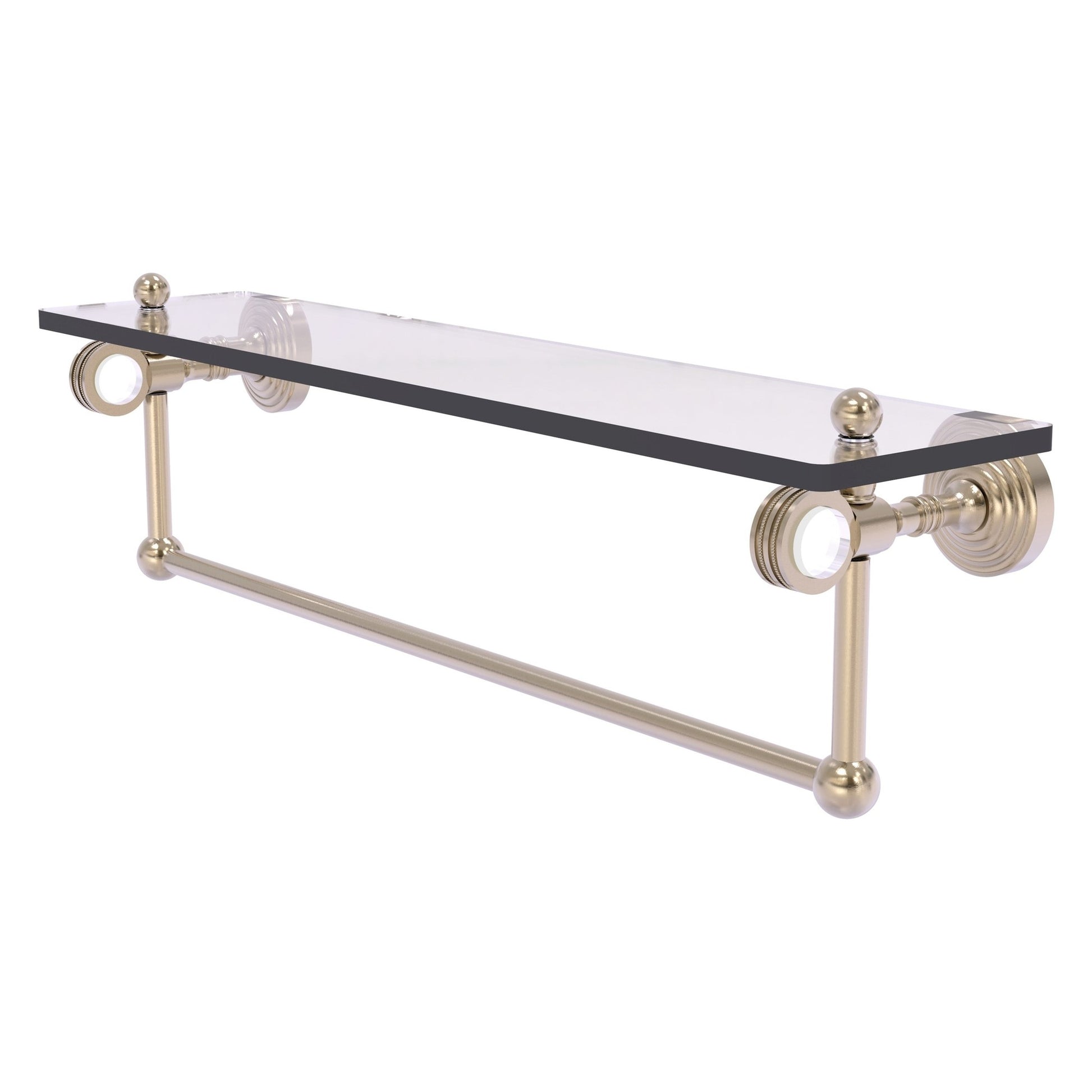 Allied Brass Pacific Grove 22" x 5.125" Antique Pewter Solid Brass Glass Shelf With Towel Bar and Dotted Accents
