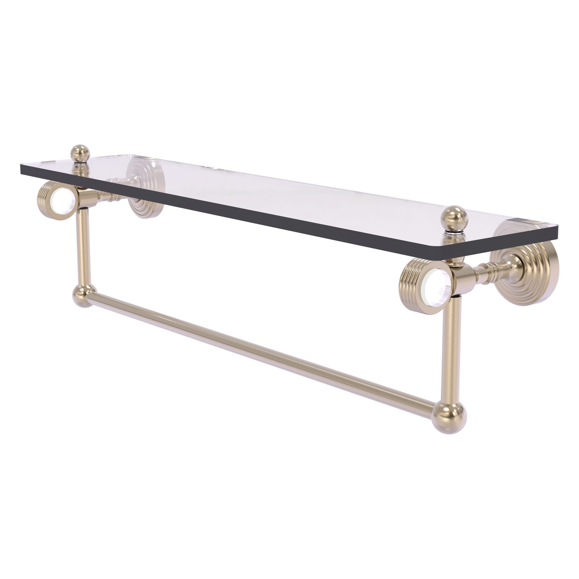 Allied Brass Pacific Grove 22" x 5.125" Antique Pewter Solid Brass Glass Shelf With Towel Bar and Grooved Accents