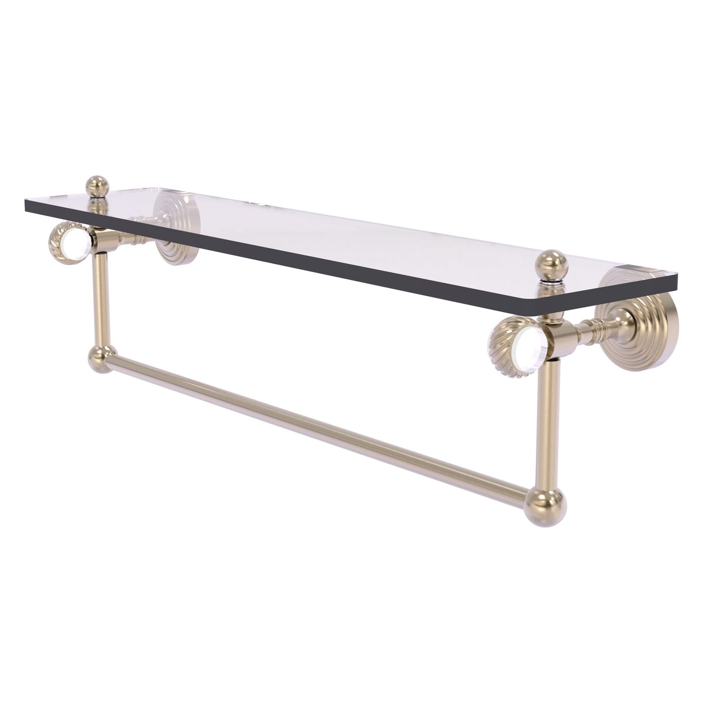 Allied Brass Pacific Grove 22" x 5.125" Antique Pewter Solid Brass Glass Shelf With Towel Bar and Twisted Accents