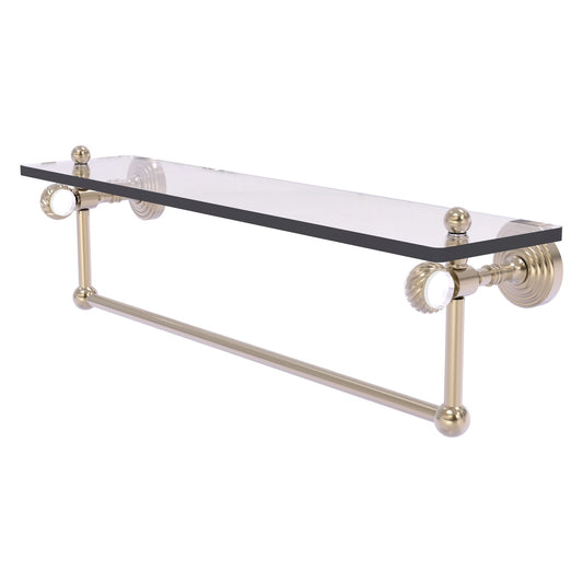 Allied Brass Pacific Grove 22" x 5.125" Antique Pewter Solid Brass Glass Shelf With Towel Bar and Twisted Accents