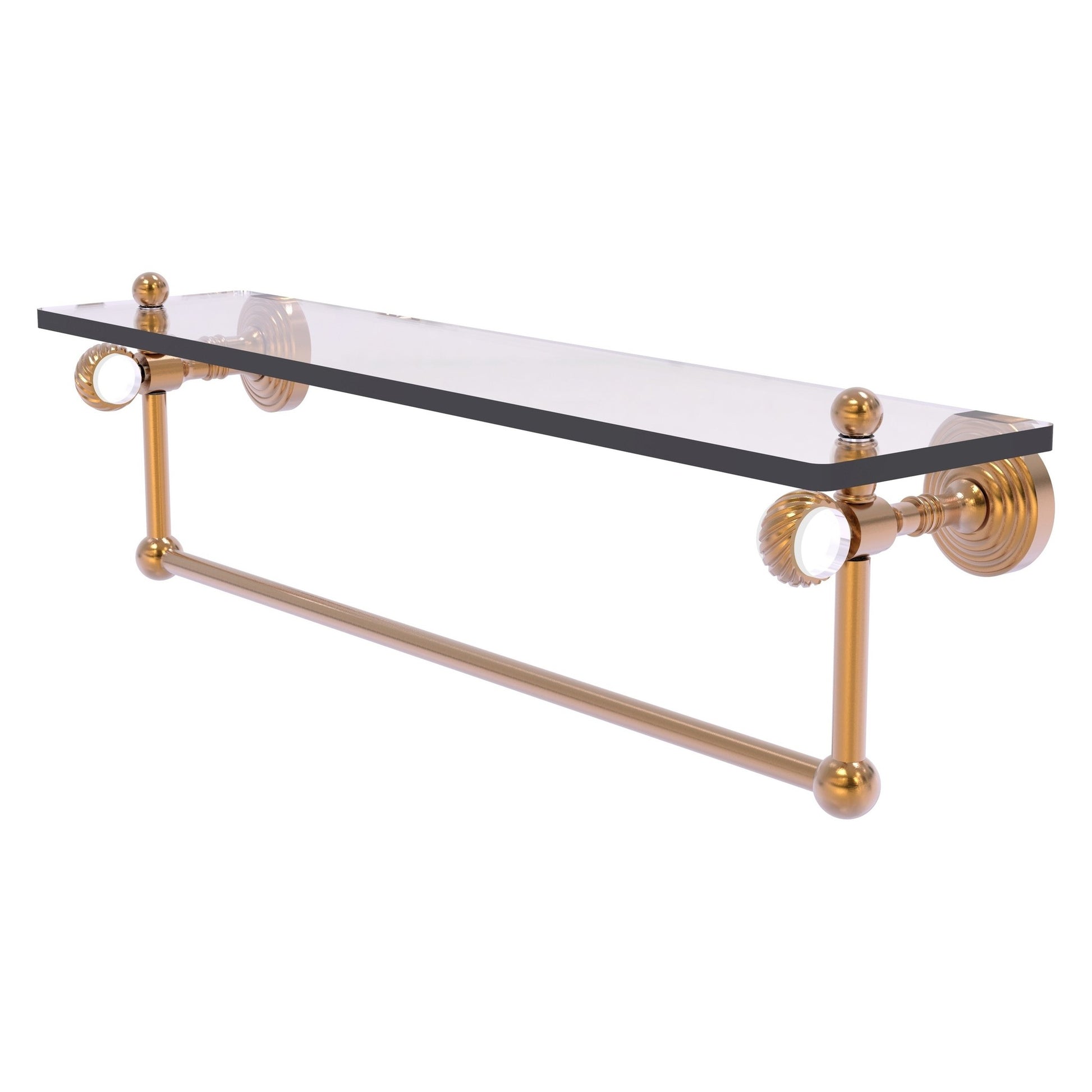 Allied Brass Pacific Grove 22" x 5.125" Brushed Bronze Solid Brass Glass Shelf With Towel Bar and Twisted Accents