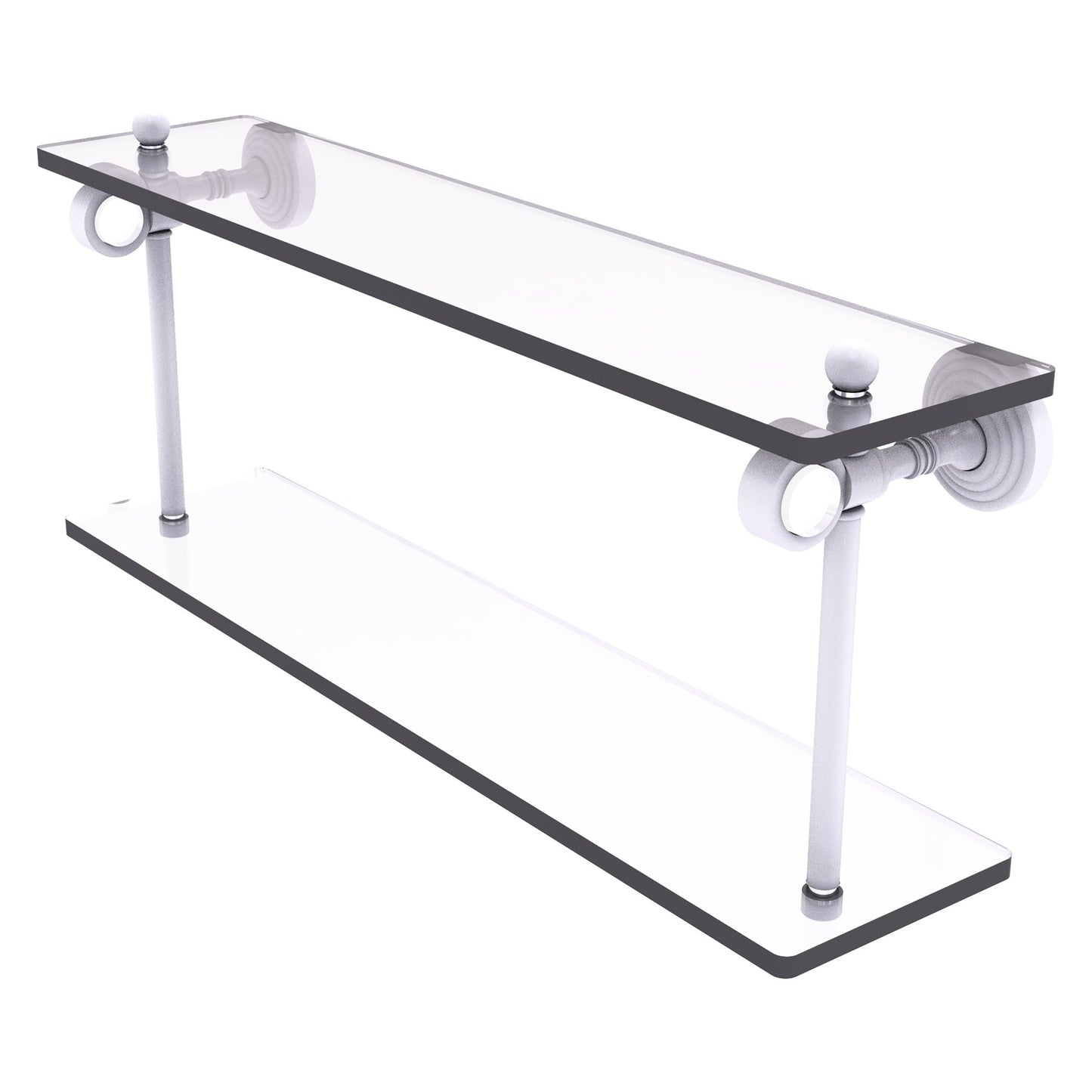 Allied Brass Pacific Grove 22" x 5.125" Matte White Solid Brass Two-Tiered Glass Shelf