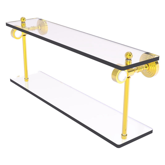 Allied Brass Pacific Grove 22" x 5.125" Polished Brass Solid Brass Two-Tiered Glass Shelf