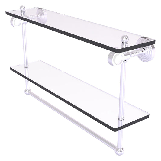 Allied Brass Pacific Grove 22" x 5.125" Satin Chrome Solid Brass Double Glass Shelf With Towel Bar