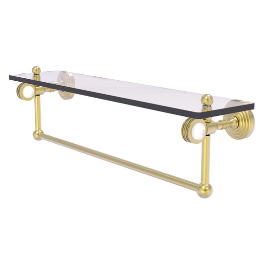 Allied Brass Pacific Grove 22" x 5.125" Satin Chrome Solid Brass Glass Shelf With Towel Bar and Dotted Accents