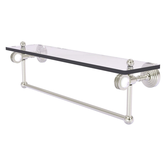 Allied Brass Pacific Grove 22" x 5.125" Satin Nickel Solid Brass Glass Shelf With Towel Bar and Dotted Accents