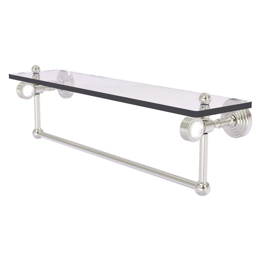 Allied Brass Pacific Grove 22" x 5.125" Satin Nickel Solid Brass Glass Shelf With Towel Bar and Grooved Accents