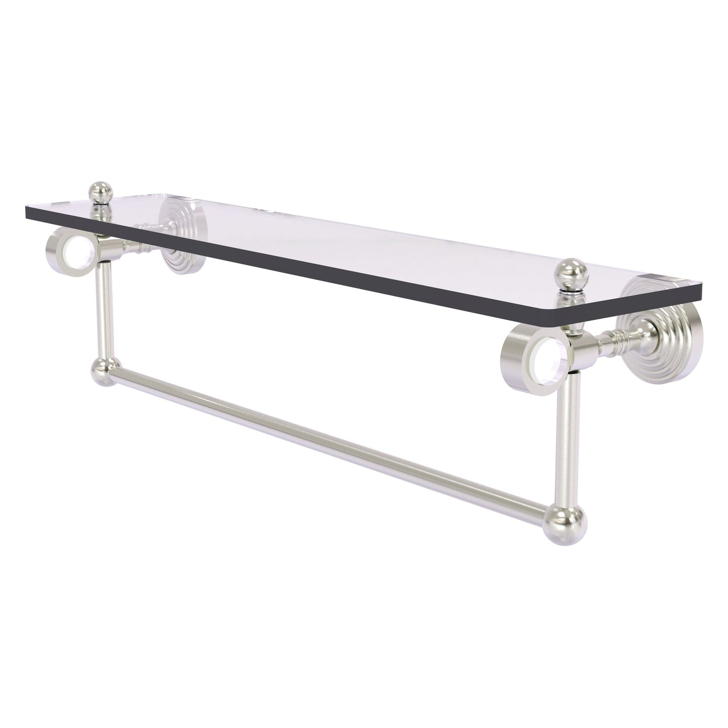 Allied Brass Pacific Grove 22" x 5.125" Satin Nickel Solid Brass Glass Shelf With Towel Bar