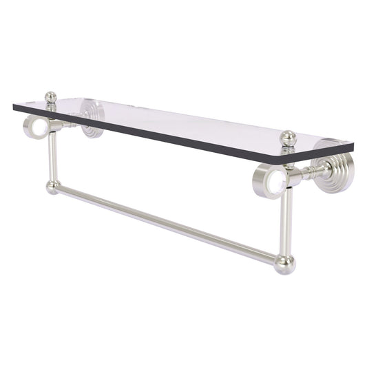 Allied Brass Pacific Grove 22" x 5.125" Satin Nickel Solid Brass Glass Shelf With Towel Bar