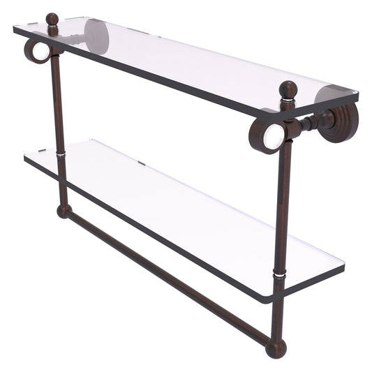 Allied Brass Pacific Grove 22" x 5.125" Venetian Bronze Solid Brass Double Glass Shelf With Towel Bar