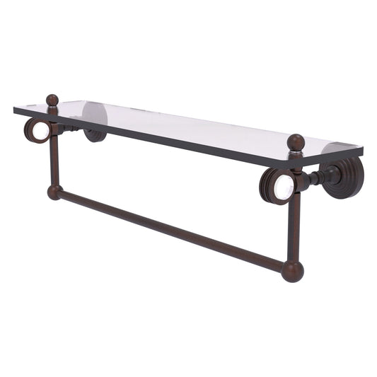 Allied Brass Pacific Grove 22" x 5.125" Venetian Bronze Solid Brass Glass Shelf With Towel Bar and Dotted Accents