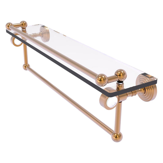 Allied Brass Pacific Grove 22" x 5.5" Brushed Bronze Solid Brass Glass Shelf With Gallery Rail and Towel Bar