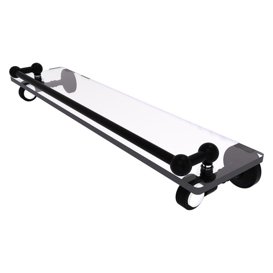 Allied Brass Pacific Grove 22" x 5.5" Matte Black Solid Brass Gallery Glass Shelf With Grooved Accents