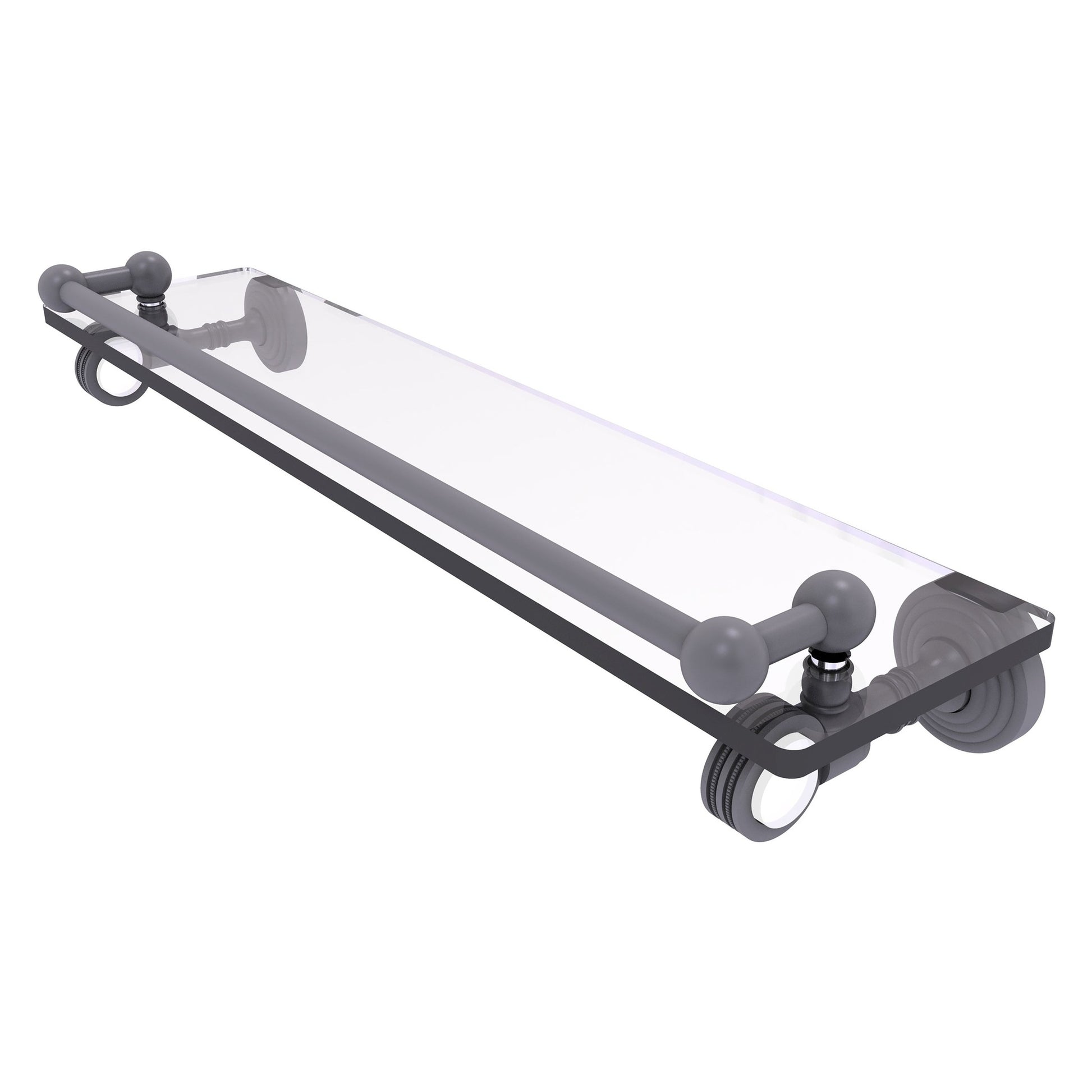 Allied Brass Pacific Grove 22" x 5.5" Matte Gray Solid Brass Gallery Glass Shelf With Dotted Accents