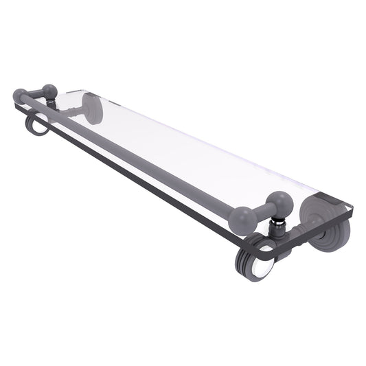 Allied Brass Pacific Grove 22" x 5.5" Matte Gray Solid Brass Gallery Glass Shelf With Dotted Accents