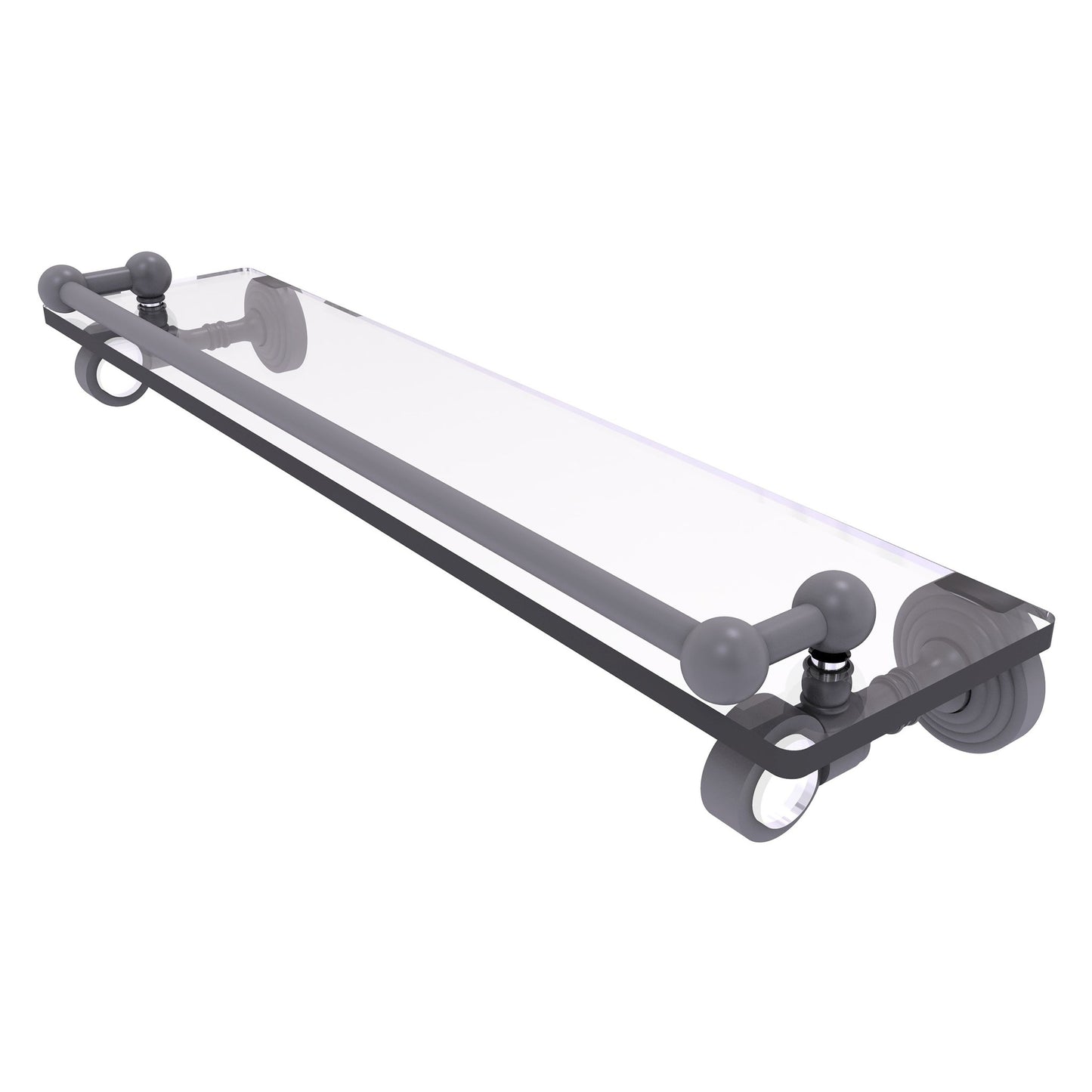 Allied Brass Pacific Grove 22" x 5.5" Matte Gray Solid Brass Glass Shelf With Gallery Rail