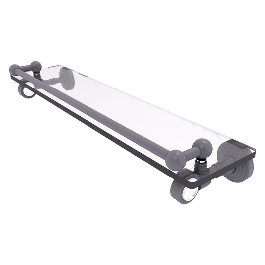 Allied Brass Pacific Grove 22" x 5.5" Matte Gray Solid Brass Glass Shelf With Gallery Rail