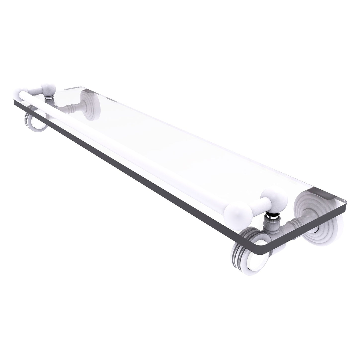 Allied Brass Pacific Grove 22" x 5.5" Matte White Solid Brass Gallery Glass Shelf With Dotted Accents