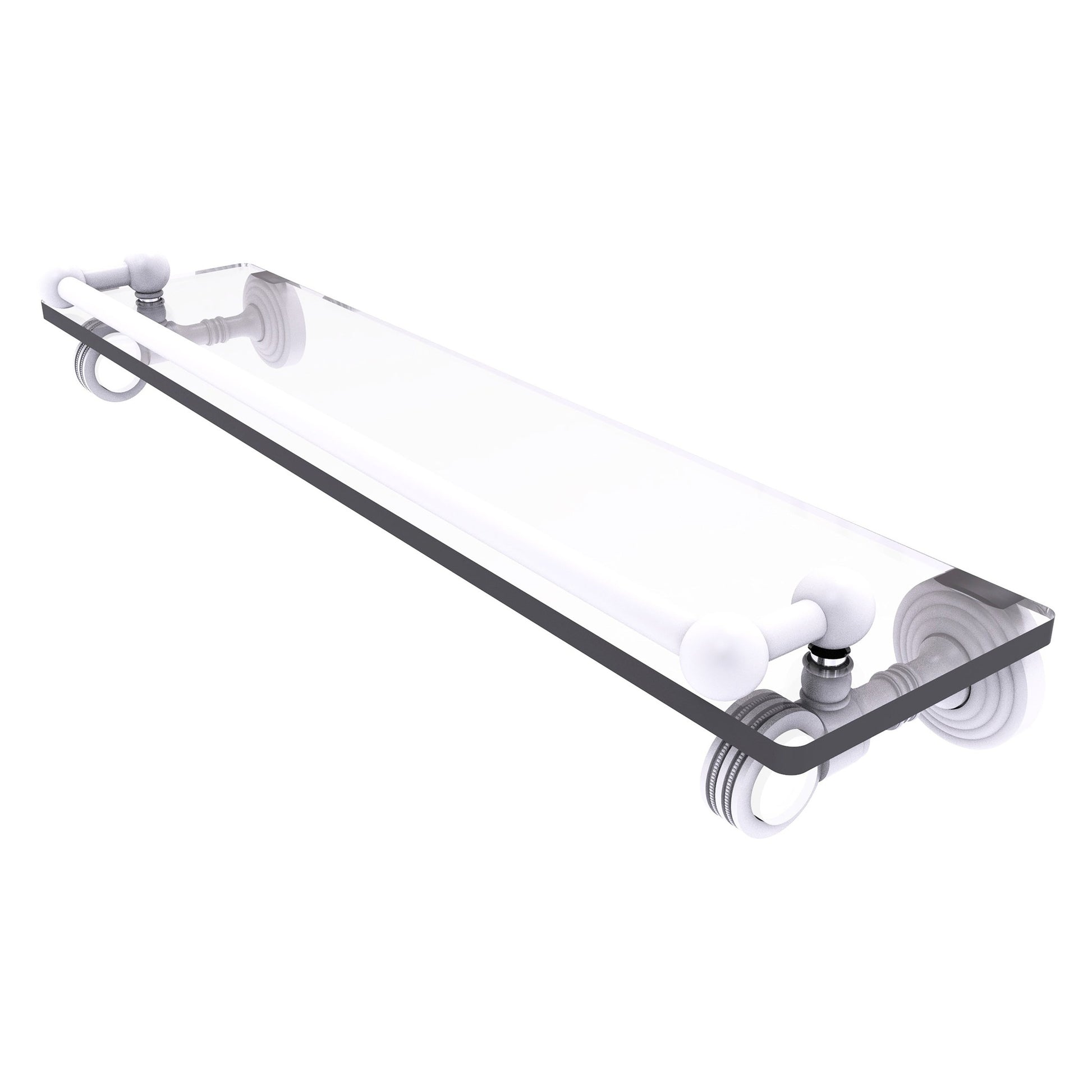 Allied Brass Pacific Grove 22" x 5.5" Matte White Solid Brass Gallery Glass Shelf With Dotted Accents