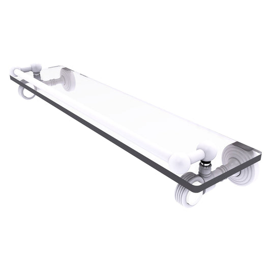 Allied Brass Pacific Grove 22" x 5.5" Matte White Solid Brass Gallery Glass Shelf With Grooved Accents