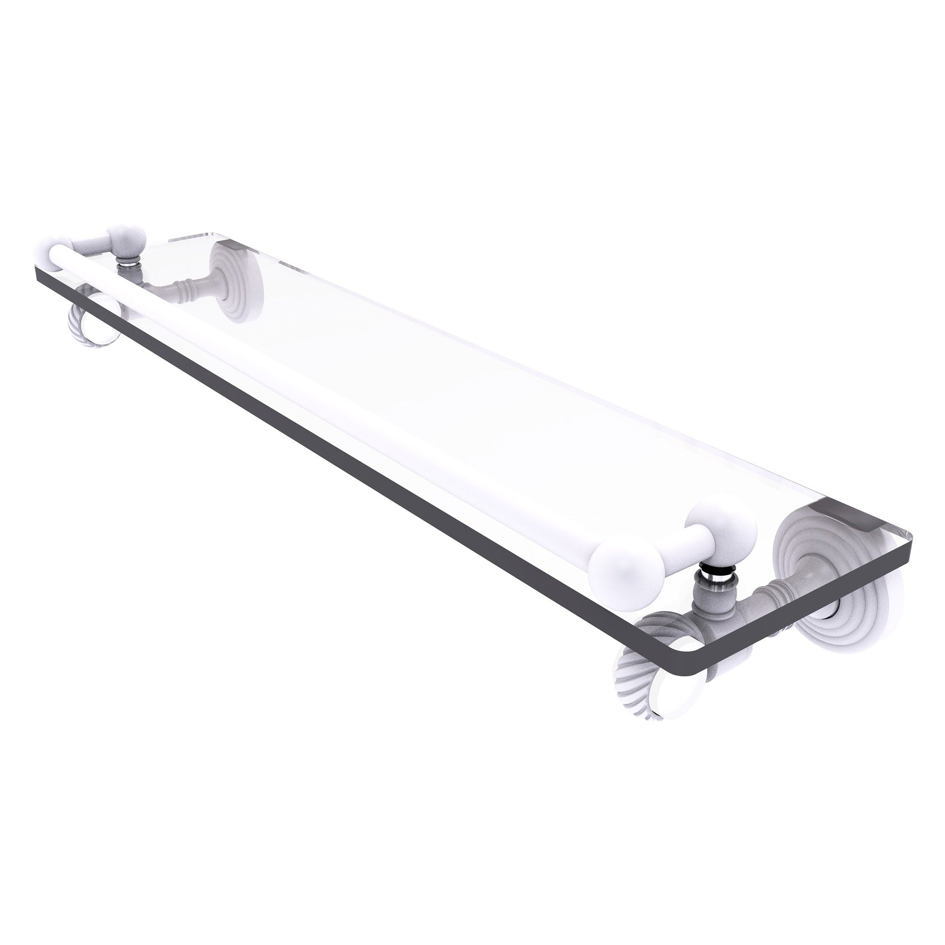 Allied Brass Pacific Grove 22" x 5.5" Matte White Solid Brass Gallery Glass Shelf With Twisted Accents