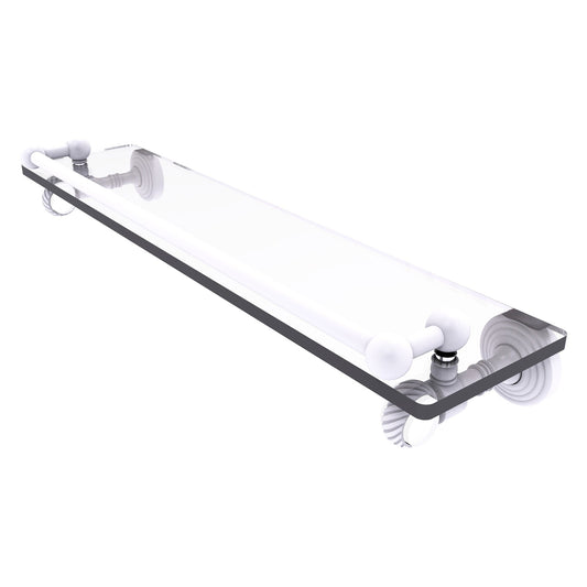 Allied Brass Pacific Grove 22" x 5.5" Matte White Solid Brass Gallery Glass Shelf With Twisted Accents