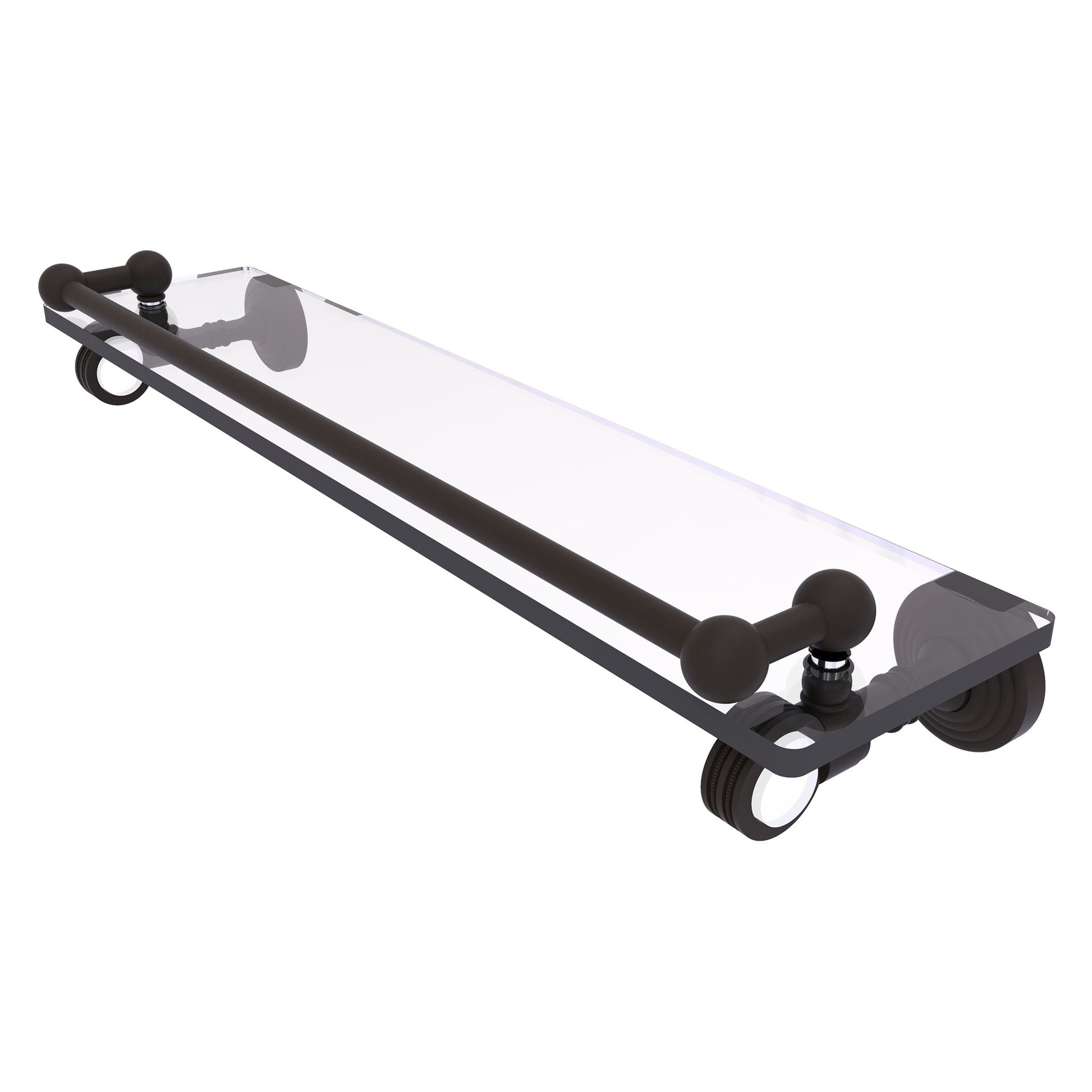 Allied Brass Pacific Grove 22" x 5.5" Oil Rubbed Bronze Solid Brass Gallery Glass Shelf With Dotted Accents