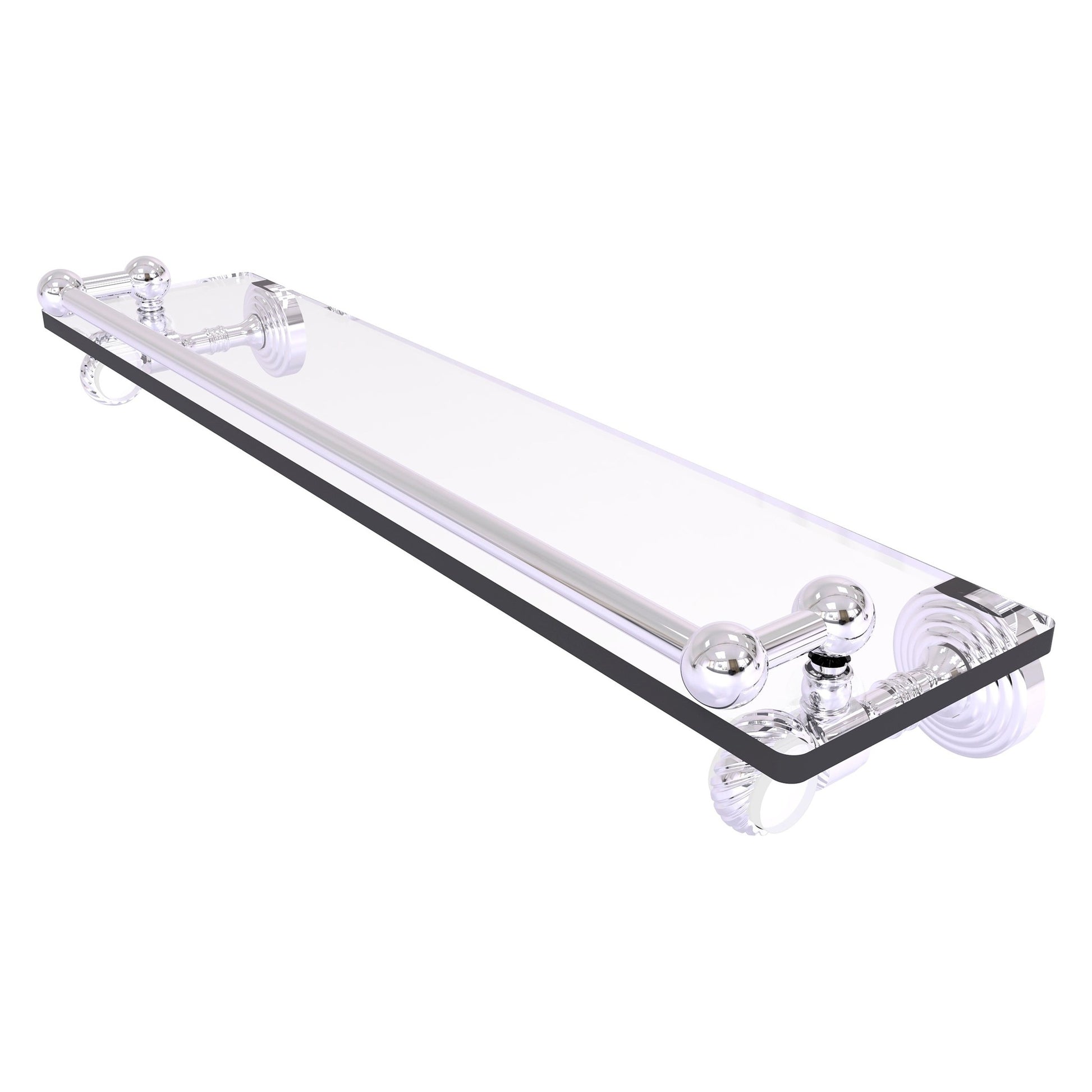 Allied Brass Pacific Grove 22" x 5.5" Polished Chrome Solid Brass Gallery Glass Shelf With Twisted Accents