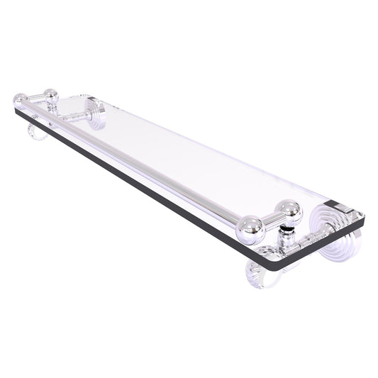 Allied Brass Pacific Grove 22" x 5.5" Polished Chrome Solid Brass Gallery Glass Shelf With Twisted Accents