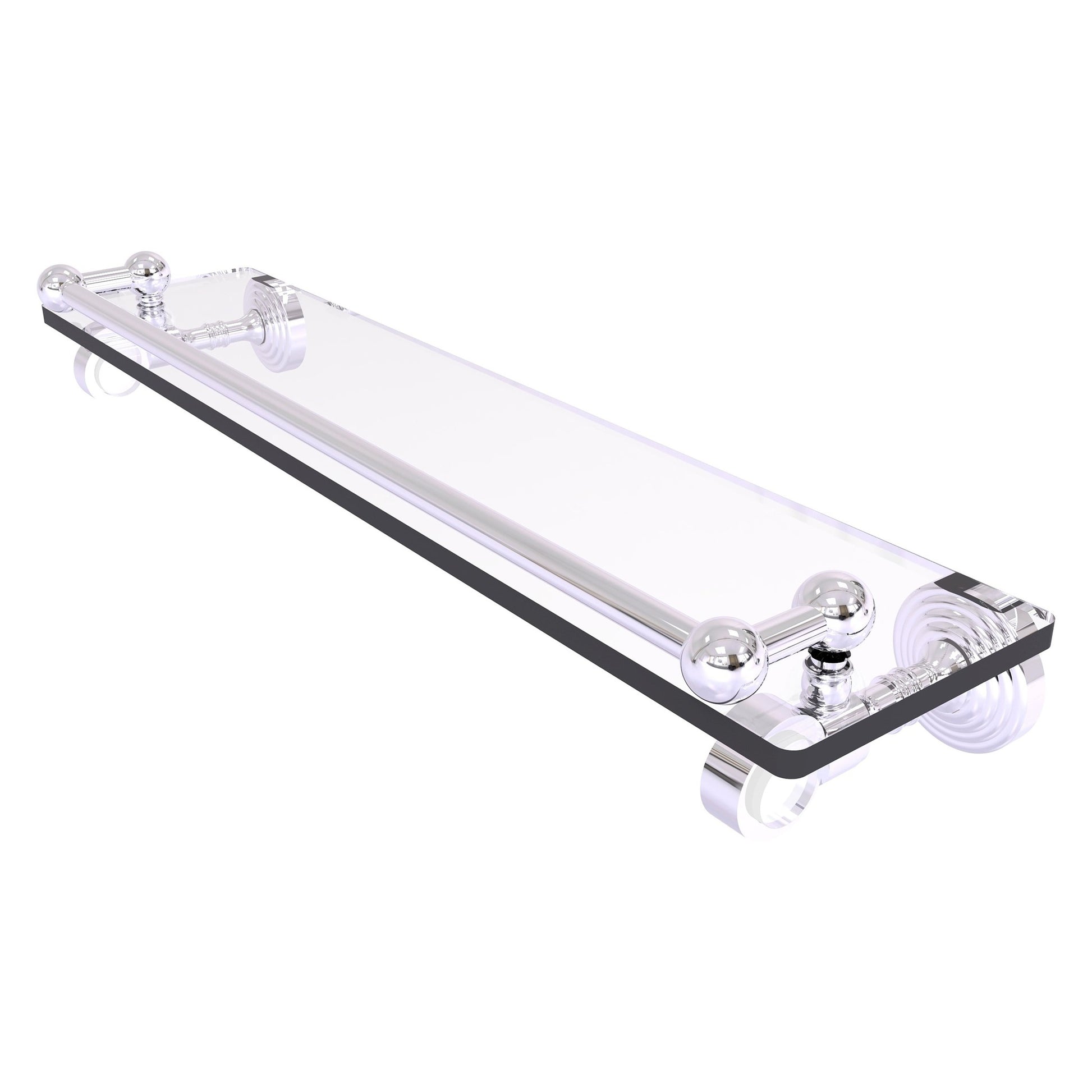 Allied Brass Pacific Grove 22" x 5.5" Polished Chrome Solid Brass Glass Shelf With Gallery Rail