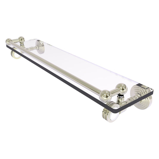 Allied Brass Pacific Grove 22" x 5.5" Polished Nickel Solid Brass Gallery Glass Shelf With Dotted Accents