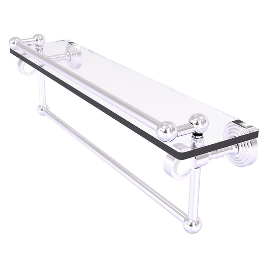 Allied Brass Pacific Grove 22" x 5.5" Satin Chrome Solid Brass Glass Shelf With Gallery Rail and Towel Bar