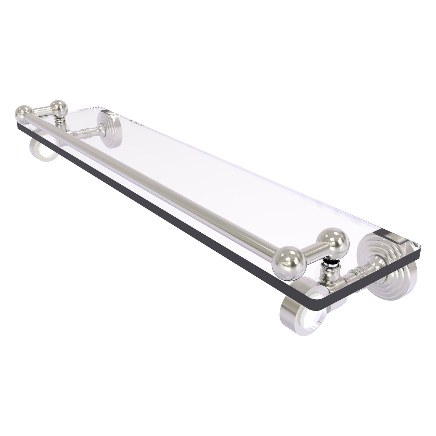 Allied Brass Pacific Grove 22" x 5.5" Satin Nickel Solid Brass Glass Shelf With Gallery Rail