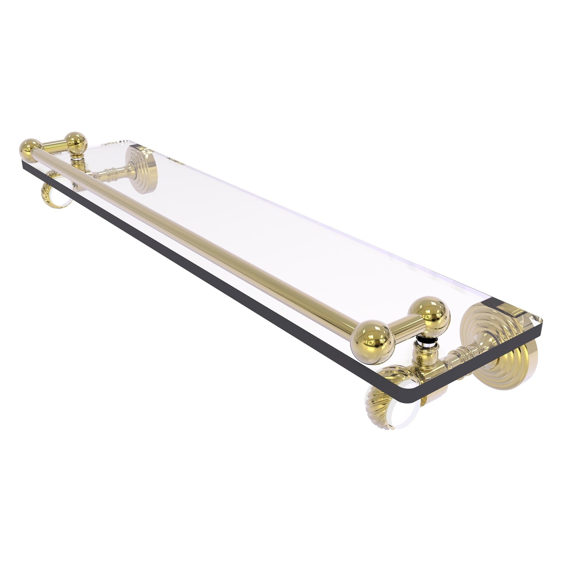 Allied Brass Pacific Grove 22" x 5.5" Unlacquered Brass Solid Brass Gallery Glass Shelf With Twisted Accents