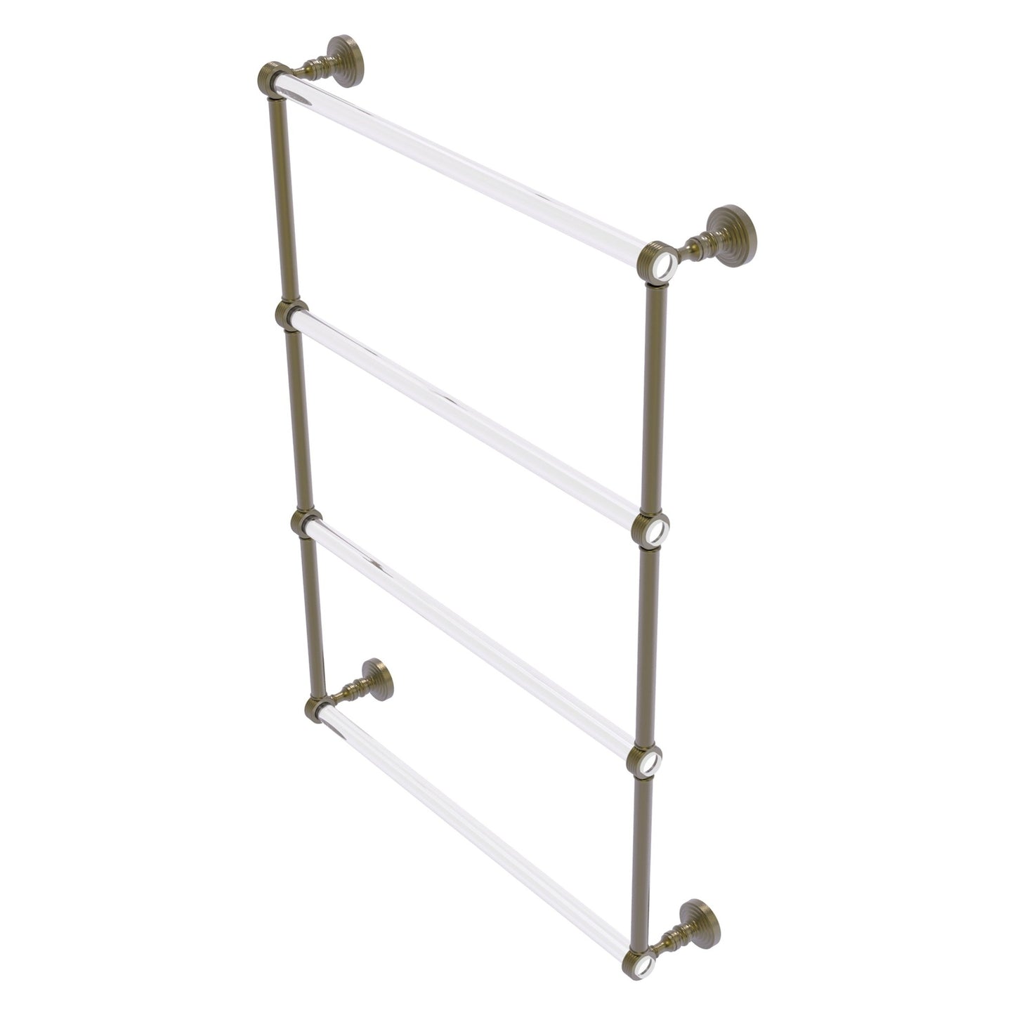 Allied Brass Pacific Grove 26.2" x 4.7" Antique Brass Solid Brass 4-Tier Ladder Towel Bar With Grooved Accents