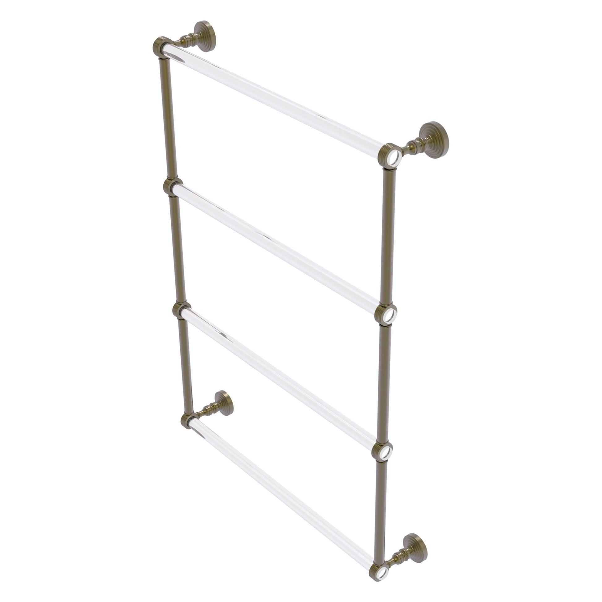 Allied Brass Pacific Grove 26.2" x 4.7" Antique Brass Solid Brass 4-Tier Ladder Towel Bar With Grooved Accents