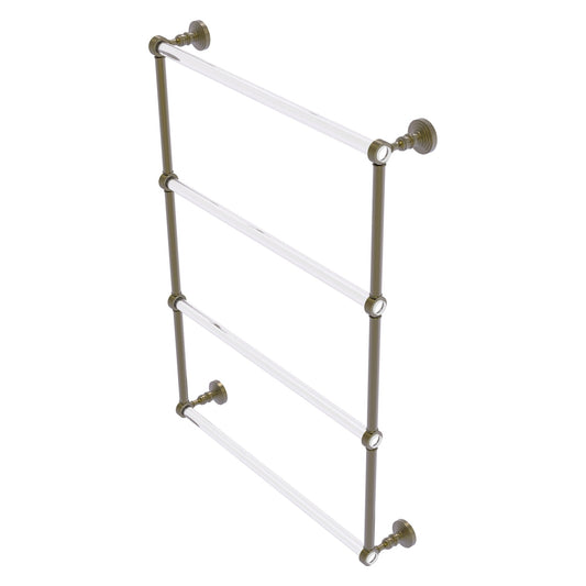 Allied Brass Pacific Grove 26.2" x 4.7" Antique Brass Solid Brass 4-Tier Ladder Towel Bar With Grooved Accents