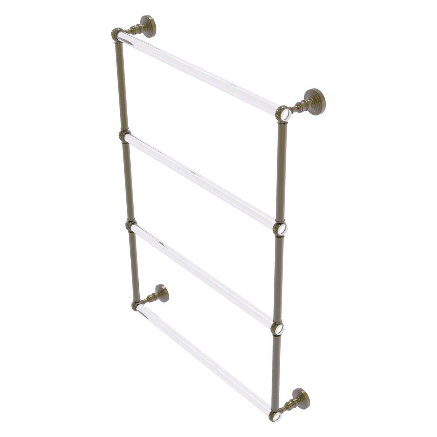 Allied Brass Pacific Grove 26.2" x 4.7" Antique Brass Solid Brass 4-Tier Ladder Towel Bar With Twisted Accents