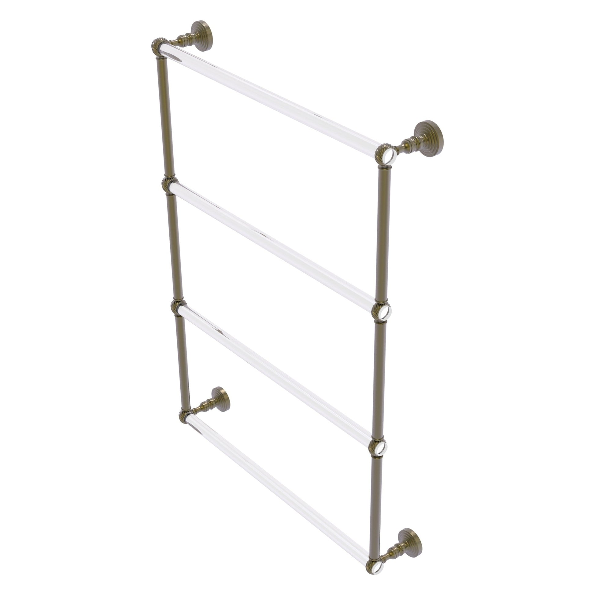 Allied Brass Pacific Grove 26.2" x 4.7" Antique Brass Solid Brass 4-Tier Ladder Towel Bar With Twisted Accents