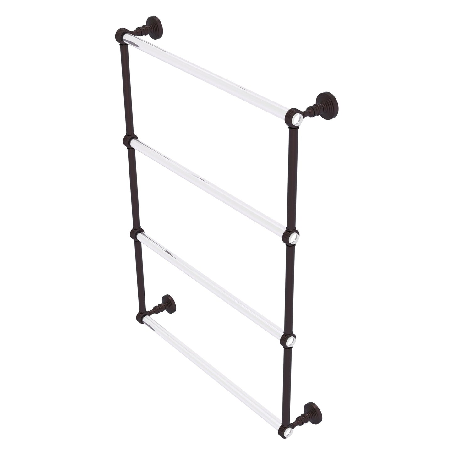Allied Brass Pacific Grove 26.2" x 4.7" Antique Bronze Solid Brass 4-Tier Ladder Towel Bar With Grooved Accents