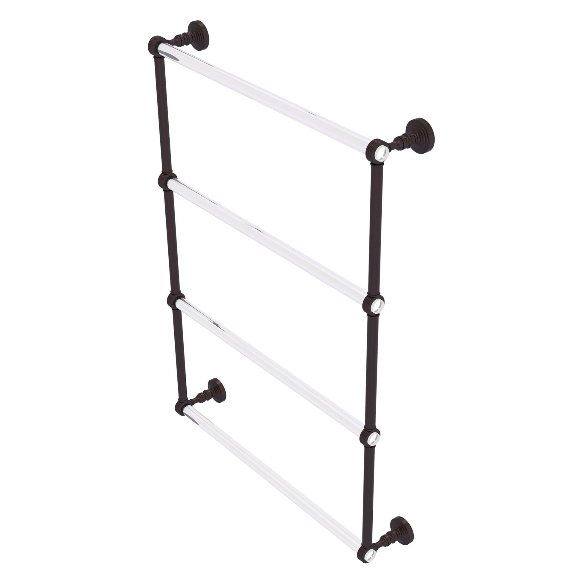 Allied Brass Pacific Grove 26.2" x 4.7" Antique Bronze Solid Brass 4-Tier Ladder Towel Bar With Grooved Accents
