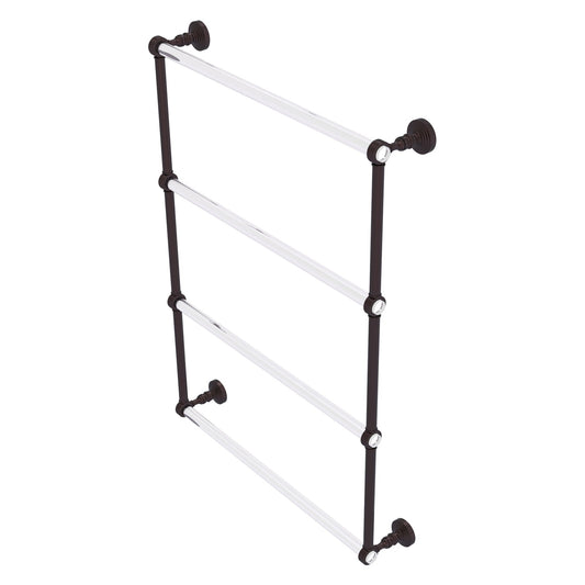Allied Brass Pacific Grove 26.2" x 4.7" Antique Bronze Solid Brass 4-Tier Ladder Towel Bar With Grooved Accents