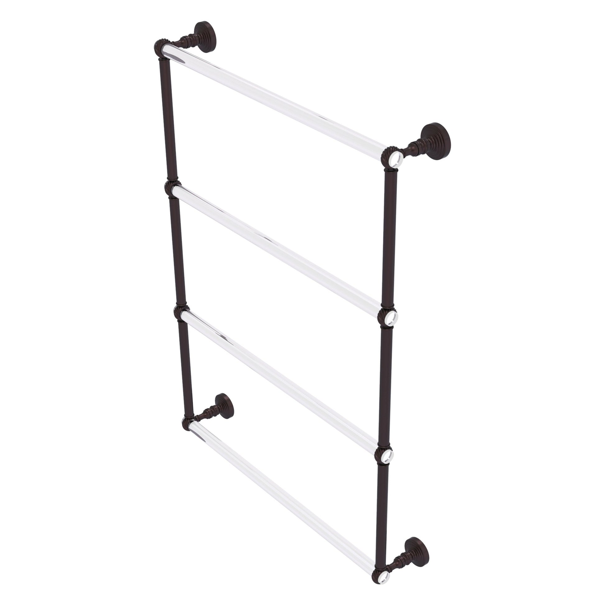 Allied Brass Pacific Grove 26.2" x 4.7" Antique Bronze Solid Brass 4-Tier Ladder Towel Bar With Twisted Accents